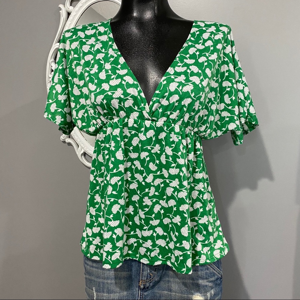 Urban outfitters Lux green floral print blouse top